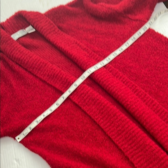 Carolyn Taylor cardigan sweater Duster long line red nubby  boucle knit Large - Picture 7 of 10